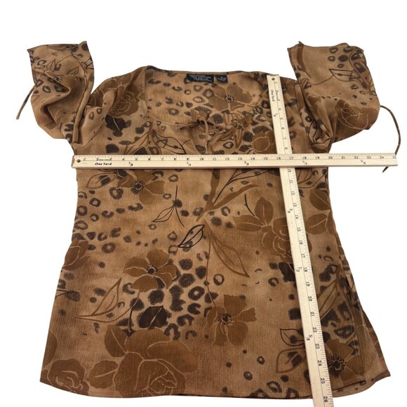 New York City Design Co. Vintage Leopard Print Long Sleeve Blouse Med - Picture 3 of 4